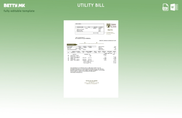 Модерен стил шаблон за комунални сметки во САД Орегон Град Западен Лин